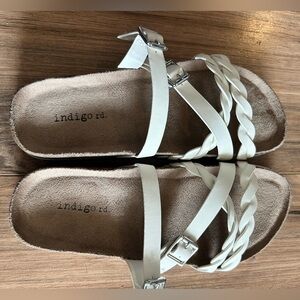 Indigo Women's White Braided Strap Sandals